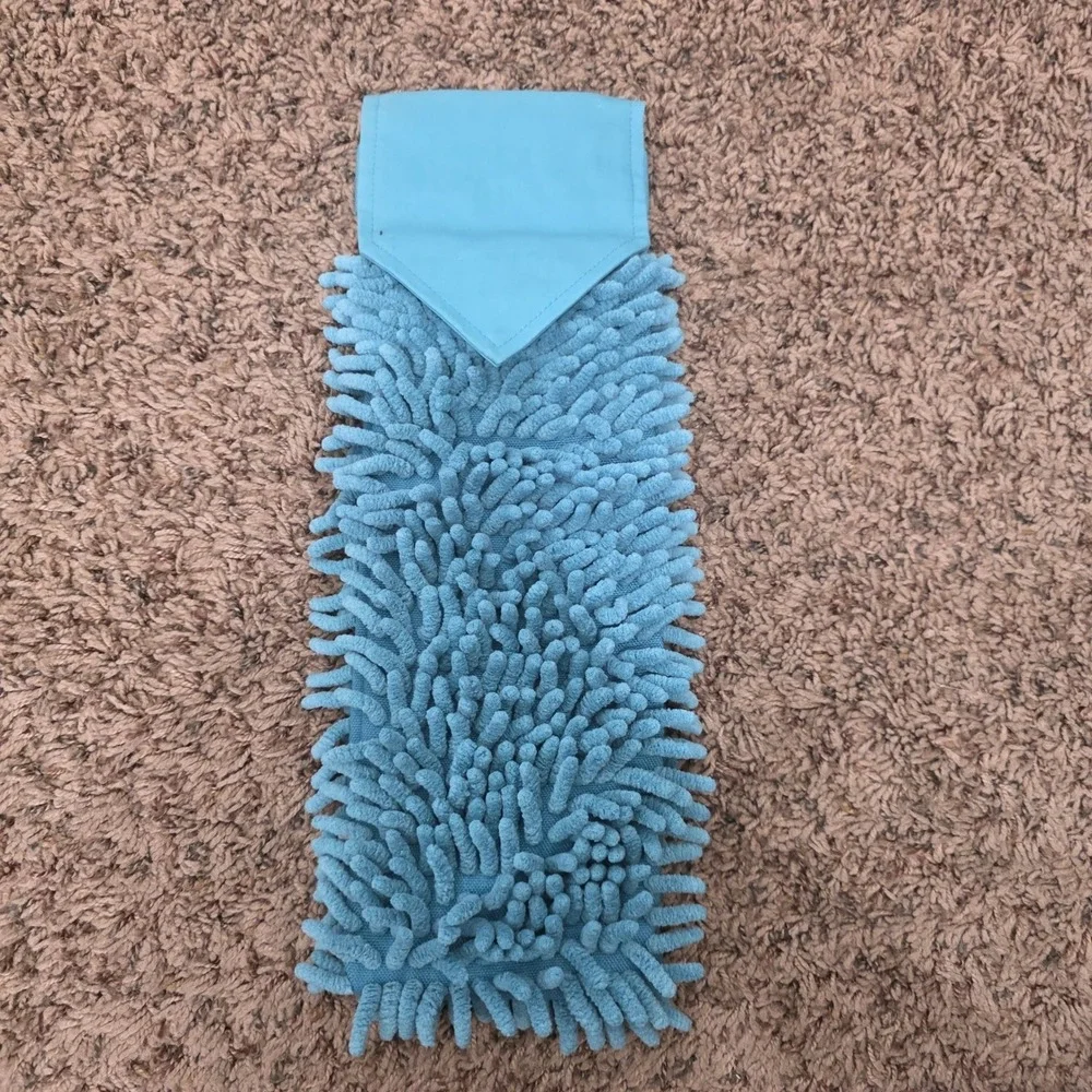 Norwex Chenille Hand Towel Hanging Teal Microfiber BacLock Blue New